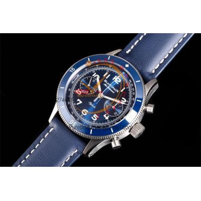 Air Command AC02-12B40-63B F388B Automatic Chronograph Mens Watch Best Edition ITF 42.5 Titanium Blue Dial Leather CHS