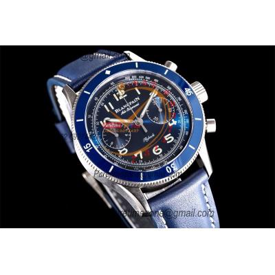 Air Command AC02-12B40-63B F388B Automatic Chronograph Mens Watch Best Edition ITF 42.5 Titanium Blue Dial Leather CHS