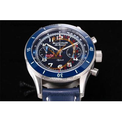 Air Command AC02-12B40-63B F388B Automatic Chronograph Mens Watch Best Edition ITF 42.5 Titanium Blue Dial Leather CHS