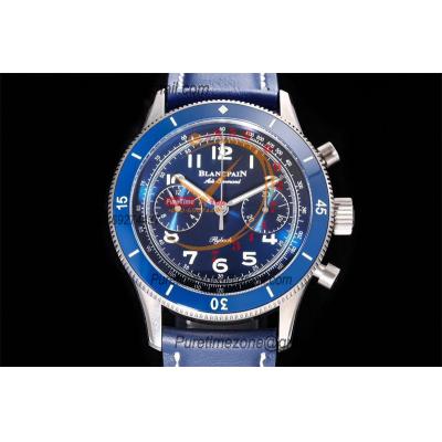 Air Command AC02-12B40-63B F388B Automatic Chronograph Mens Watch Best Edition ITF 42.5 Titanium Blue Dial Leather CHS