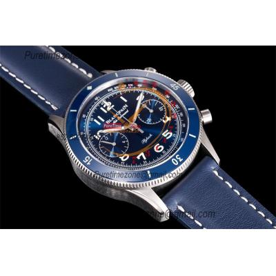 Air Command AC02-12B40-63B F388B Automatic Chronograph Mens Watch Best Edition ITF 42.5 Titanium Blue Dial Leather CHS