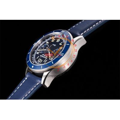 Air Command AC02-12B40-63B F388B Automatic Chronograph Mens Watch Best Edition ITF 42.5 Titanium Blue Dial Leather CHS