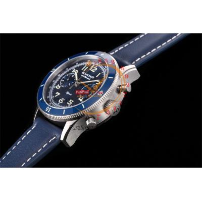 Air Command AC02-12B40-63B F388B Automatic Chronograph Mens Watch Best Edition ITF 42.5 Titanium Blue Dial Leather CHS