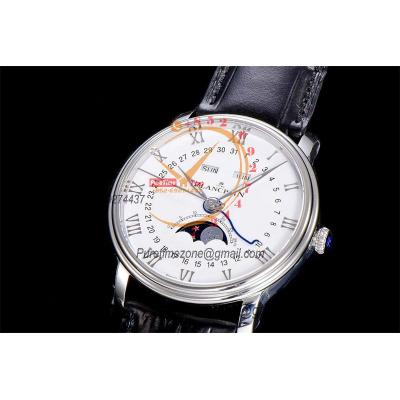 Villeret Complicated Function A6554 Automatic Mens Watch Moon Phase  Best Edition OMF 40 SS White Dial Leather CHS