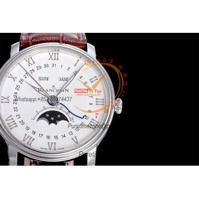 Villeret Complicated Function A6554 Automatic Mens Watch Moon Phase  Best Edition OMF 40 SS White Dial Leather CHS