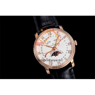 Villeret Complicated Function A6554 Automatic Mens Watch Moon Phase  Best Edition OMF 40 RG White Dial Leather CHS