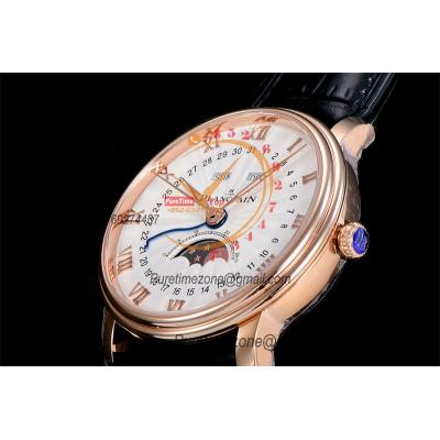 Villeret Complicated Function A6554 Automatic Mens Watch Moon Phase  Best Edition OMF 40 RG White Dial Leather CHS