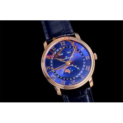 Villeret Complicated Function A6554 Automatic Mens Watch Moon Phase  Best Edition OMF 40 RG Blue Dial Leather CHS