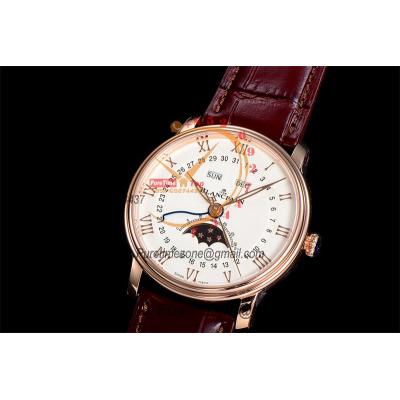 Villeret Complicated Function A6554 Automatic Mens Watch Moon Phase  Best Edition OMF 40 RG White Dial Leather CHS