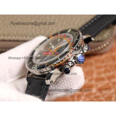 Fifty Fathoms 5058F A7750 Automatic Chronograph Mens Watch Best Edition OMF 45 SS Black Dial Nylon Strap CHS