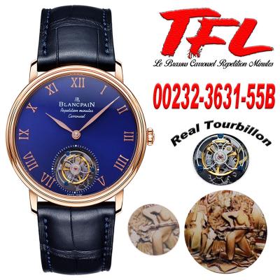 Le Brassus Carrousel Repetition Minutes Flyingman Tourbillon Automatic Mens Watch Best Edition TLF 44 RG Blue Dial CHS