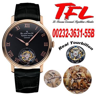 Le Brassus Carrousel Repetition Minutes Flyingman Tourbillon Automatic Mens Watch Best Edition TLF 44 RG Black Dial CHS