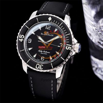 Fifty Fathoms 5015-1130-52A M9015 Automatic Mens Watch Best Edition TWF 45mm SS Black Dial Sail-Canvas Strap CHS