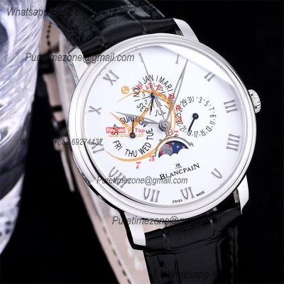 Villeret Quantieme Perpetuel 6656 A5954 Automatic Mens Watch Moon Phase Best Edition TWF 40mm White Dial Leather CHS