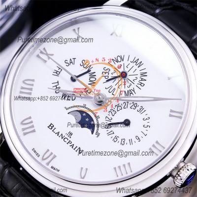 Villeret Quantieme Perpetuel 6656 A5954 Automatic Mens Watch Moon Phase Best Edition TWF 40mm White Dial Leather CHS