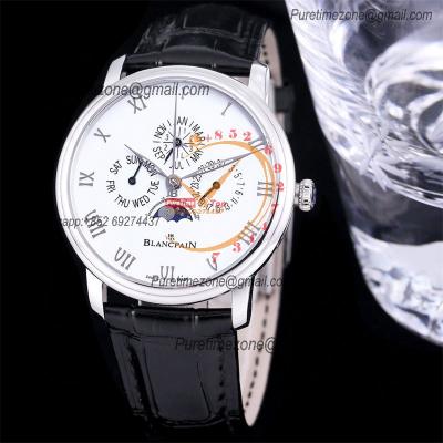 Villeret Quantieme Perpetuel 6656 A5954 Automatic Mens Watch Moon Phase Best Edition TWF 40mm White Dial Leather CHS