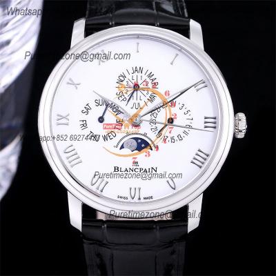 Villeret Quantieme Perpetuel 6656 A5954 Automatic Mens Watch Moon Phase Best Edition TWF 40mm White Dial Leather CHS