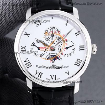 Villeret Quantieme Perpetuel 6656 A5954 Automatic Mens Watch Moon Phase Best Edition TWF 40mm White Dial Leather CHS