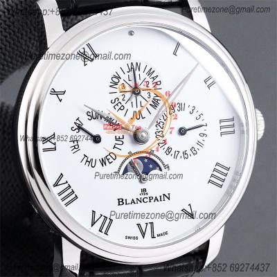 Villeret Quantieme Perpetuel 6656 A5954 Automatic Mens Watch Moon Phase Best Edition TWF 40mm White Dial Leather CHS