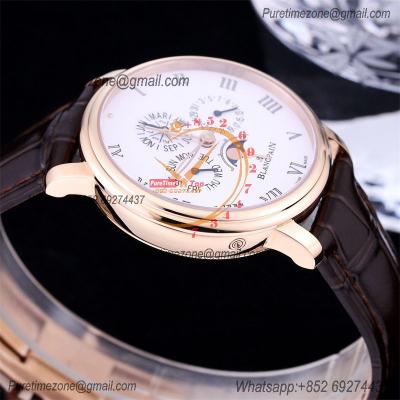 Villeret Quantieme Perpetuel 6656 A5954 Automatic Mens Watch Moon Phase Best Edition TWF 40mm RG White Dial Leather CHS