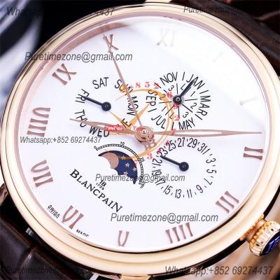 Villeret Quantieme Perpetuel 6656 A5954 Automatic Mens Watch Moon Phase Best Edition TWF 40mm RG White Dial Leather CHS