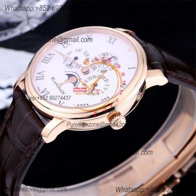 Villeret Quantieme Perpetuel 6656 A5954 Automatic Mens Watch Moon Phase Best Edition TWF 40mm RG White Dial Leather CHS