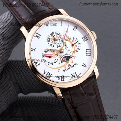 Villeret Quantieme Perpetuel 6656 A5954 Automatic Mens Watch Moon Phase Best Edition TWF 40mm RG White Dial Leather CHS