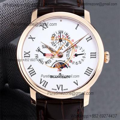 Villeret Quantieme Perpetuel 6656 A5954 Automatic Mens Watch Moon Phase Best Edition TWF 40mm RG White Dial Leather CHS