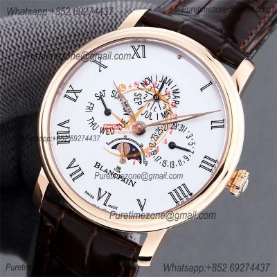 Villeret Quantieme Perpetuel 6656 A5954 Automatic Mens Watch Moon Phase Best Edition TWF 40mm RG White Dial Leather CHS