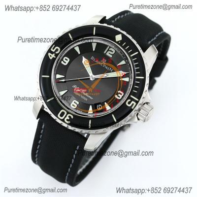 Fifty Fathoms Automatique 5015 M9015 Automatic Mens Watch Best Edition TWF 45mm SS Black Dial Leather CHS