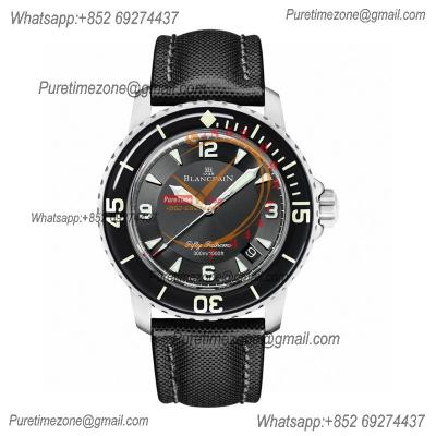 Fifty Fathoms Automatique 5015 M9015 Automatic Mens Watch Best Edition TWF 45mm SS Black Dial Leather CHS