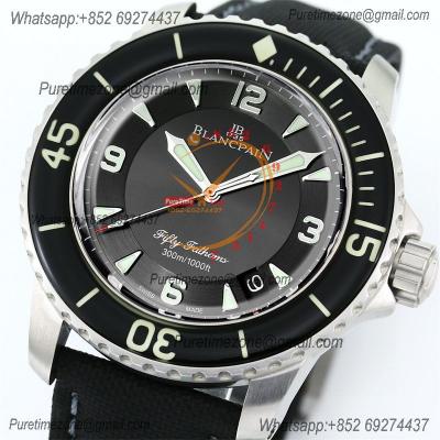 Fifty Fathoms Automatique 5015 M9015 Automatic Mens Watch Best Edition TWF 45mm SS Black Dial Leather CHS