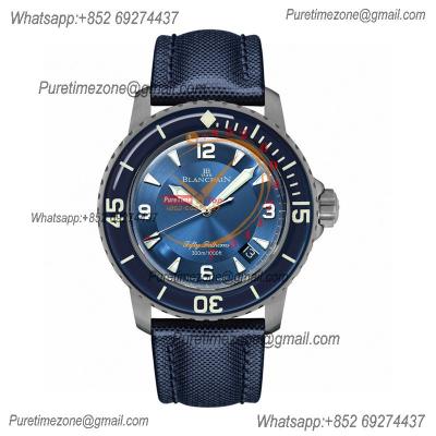 Fifty Fathoms Automatique 5015 M9015 Automatic Mens Watch Best Edition TWF 45mm Titanium Blue Dial Leather CHS