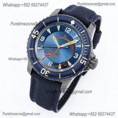 Fifty Fathoms Automatique 5015 M9015 Automatic Mens Watch Best Edition TWF 45mm Titanium Blue Dial Leather CHS