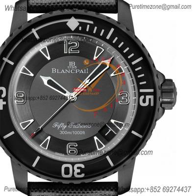 Fifty Fathoms Automatique 5015 M9015 Automatic Mens Watch Best Edition TWF 45mm DLC All Black Dial Leather CHS