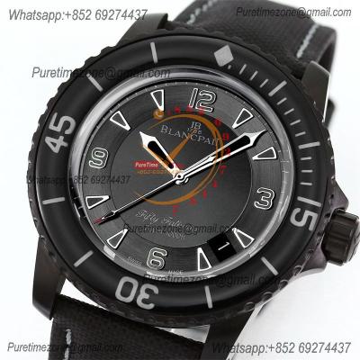 Fifty Fathoms Automatique 5015 M9015 Automatic Mens Watch Best Edition TWF 45mm DLC All Black Dial Leather CHS