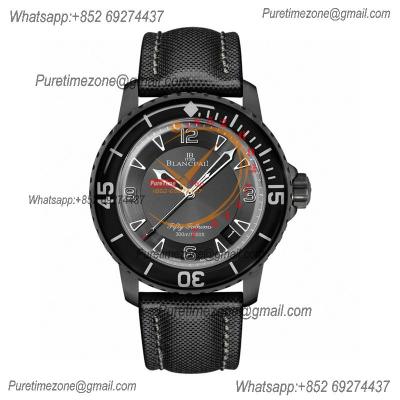 Fifty Fathoms Automatique 5015 M9015 Automatic Mens Watch Best Edition TWF 45mm DLC All Black Dial Leather CHS