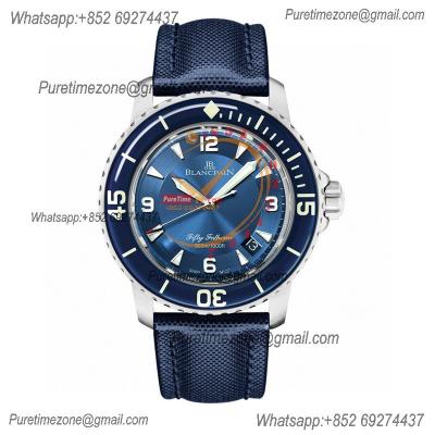 Fifty Fathoms Automatique 5015 M9015 Automatic Mens Watch Best Edition TWF 45mm SS Blue Dial Leather CHS