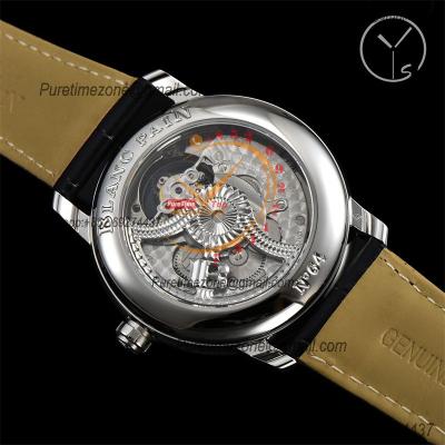 Villeret 6025 Real Tourbillon Hand Winding Mechanical Mens Watch Best Edition YSF 42.5mm SS Black Dial Leather CHS