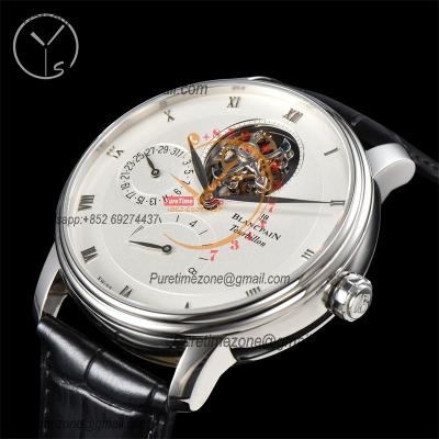 Villeret 6025 Real Tourbillon Hand Winding Mechanical Mens Watch Best Edition YSF 42.5mm SS White Dial Leather CHS