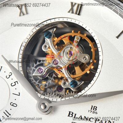 Villeret 6025 Real Tourbillon Hand Winding Mechanical Mens Watch Best Edition YSF 42.5mm SS White Dial Leather CHS