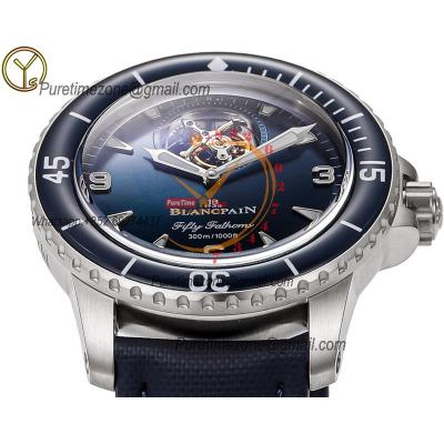 Fifty Fathoms 5025 Real Tourbillon 8 Jours Automatic Mens Watch Best Edition YSF 45mm SS Blue Dial Leather CHS