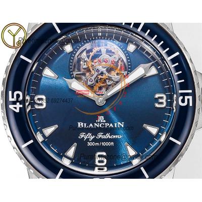 Fifty Fathoms 5025 Real Tourbillon 8 Jours Automatic Mens Watch Best Edition YSF 45mm SS Blue Dial Leather CHS