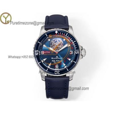 Fifty Fathoms 5025 Real Tourbillon 8 Jours Automatic Mens Watch Best Edition YSF 45mm SS Blue Dial Leather CHS