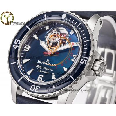 Fifty Fathoms 5025 Real Tourbillon 8 Jours Automatic Mens Watch Best Edition YSF 45mm SS Blue Dial Leather CHS