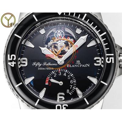 Fifty Fathoms Real Tourbillon 8 Jours Automatic Mens Watch Power Reserve Best Edition YSF 45 SS Back Dial Leather CHS