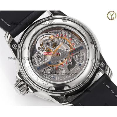 Fifty Fathoms Real Tourbillon 8 Jours Automatic Mens Watch Power Reserve Best Edition YSF 45 SS Back Dial Leather CHS