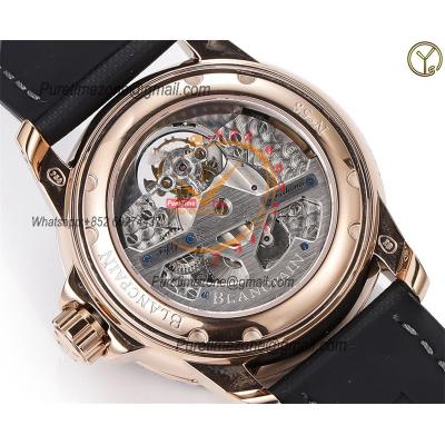 Fifty Fathoms Real Tourbillon 8 Jours Automatic Mens Watch Power Reserve Best Edition YSF 45 RG Back Dial Leather CHS