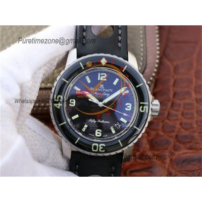 Fifty Fathoms 5015 A2836 Automatic Mens Watch Best Edition ZF 45mm Black Dial Sail-canvas Strap CHS