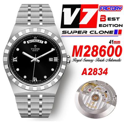 Royal M28600 A2834 Automatic Mens Watch Best Edition V7F 41mm Black Diamonds Dial Stainless Steel Bracelet CHS